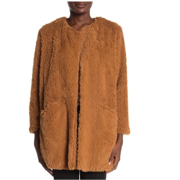 Democracy faux fur jacket rust brown sz S - Picture 5 of 6